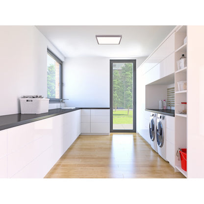 Canarm LED Disc 11in Square Flush Mount | Modern Brushed Nickel and Chrome | Hallway & Bedroom Ceiling Light | 11 x 11 x 1 in | Model DL-11C-22SC-BN-C