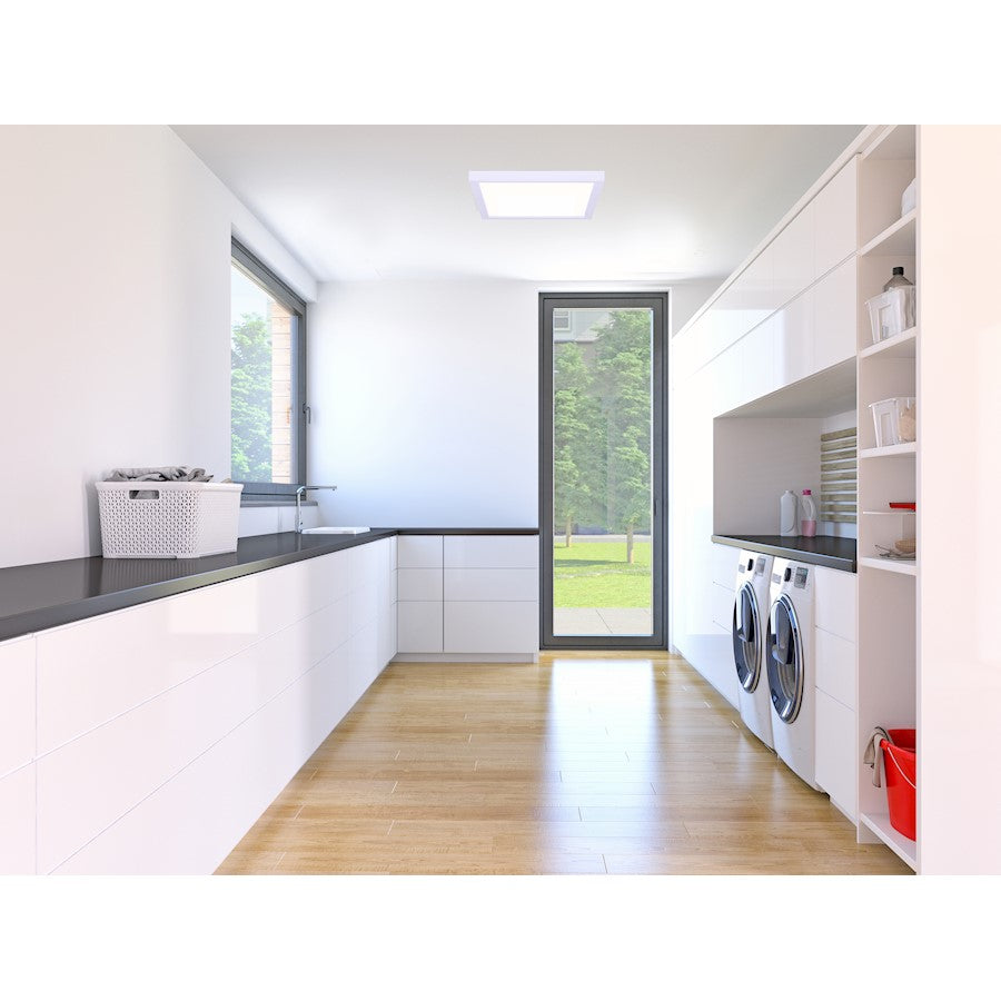 Canarm LED Disc 11in Square Flush Mount | Modern Matte White and Black | Hallway & Bedroom Ceiling Light | 11 x 11 x 1 in | Model DL-11C-22SC-WH-C
