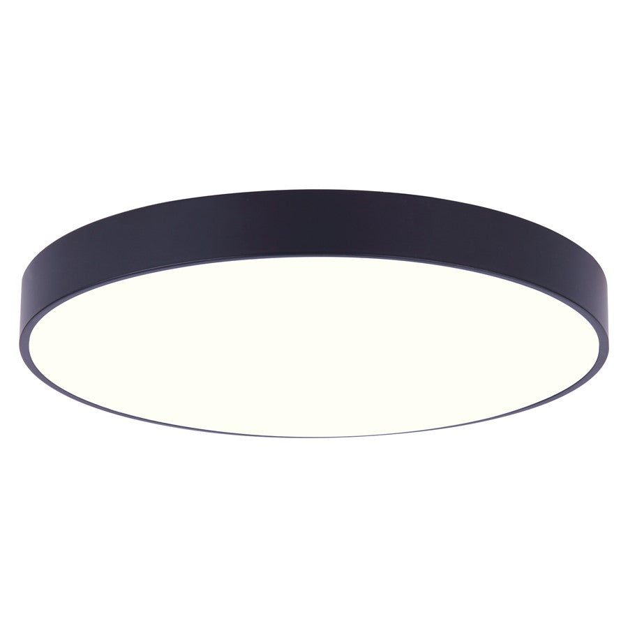 Canarm Madison 12in LED Flush Mount | Modern Matte Black and PVC Lens | Kitchen & Bathroom Ceiling Light | 12 x 12 x 1 in | Model DL-12F-25WS-BK-C