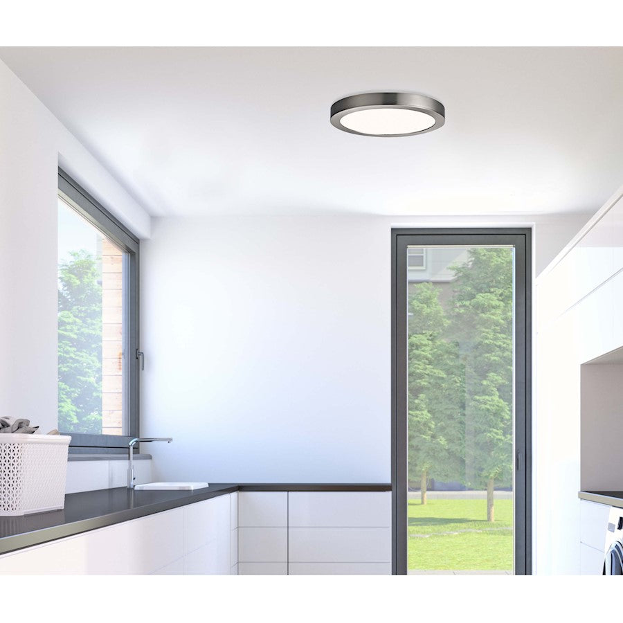 Canarm LED Disc 15in 1-Light Flush Mount | Modern Brushed Nickel and White Acrylic | Hallway & Bedroom Ceiling Light | Model DL-15C-30FC-BN-C