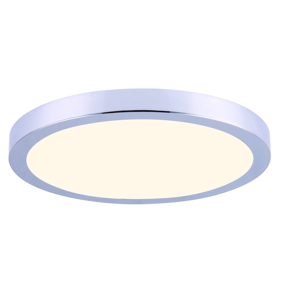 Canarm LED Disc 15in 1-Light Flush Mount | Modern Chrome and White Acrylic | Hallway & Bedroom Ceiling Light | 15 x 15 x 1 in | Model DL-15C-30FC-CH-C