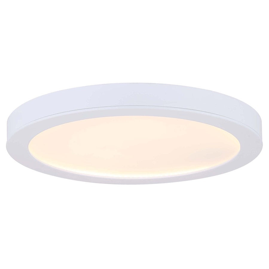 Canarm LED Disc 15in 1-Light Flush Mount | Modern Matte White and White Acrylic | Hallway & Bedroom Ceiling Light | Model DL-15C-30FC-WH-C