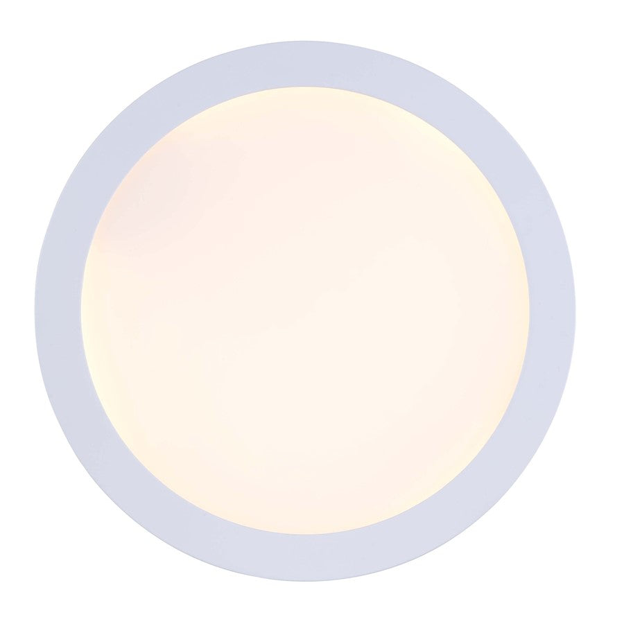 Canarm LED Disc 15in 1-Light Flush Mount | Modern Matte White and White Acrylic | Hallway & Bedroom Ceiling Light | Model DL-15C-30FC-WH-C