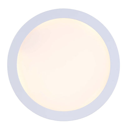 Canarm LED Disc 15in 1-Light Flush Mount | Modern Matte White and White Acrylic | Hallway & Bedroom Ceiling Light | Model DL-15C-30FC-WH-C