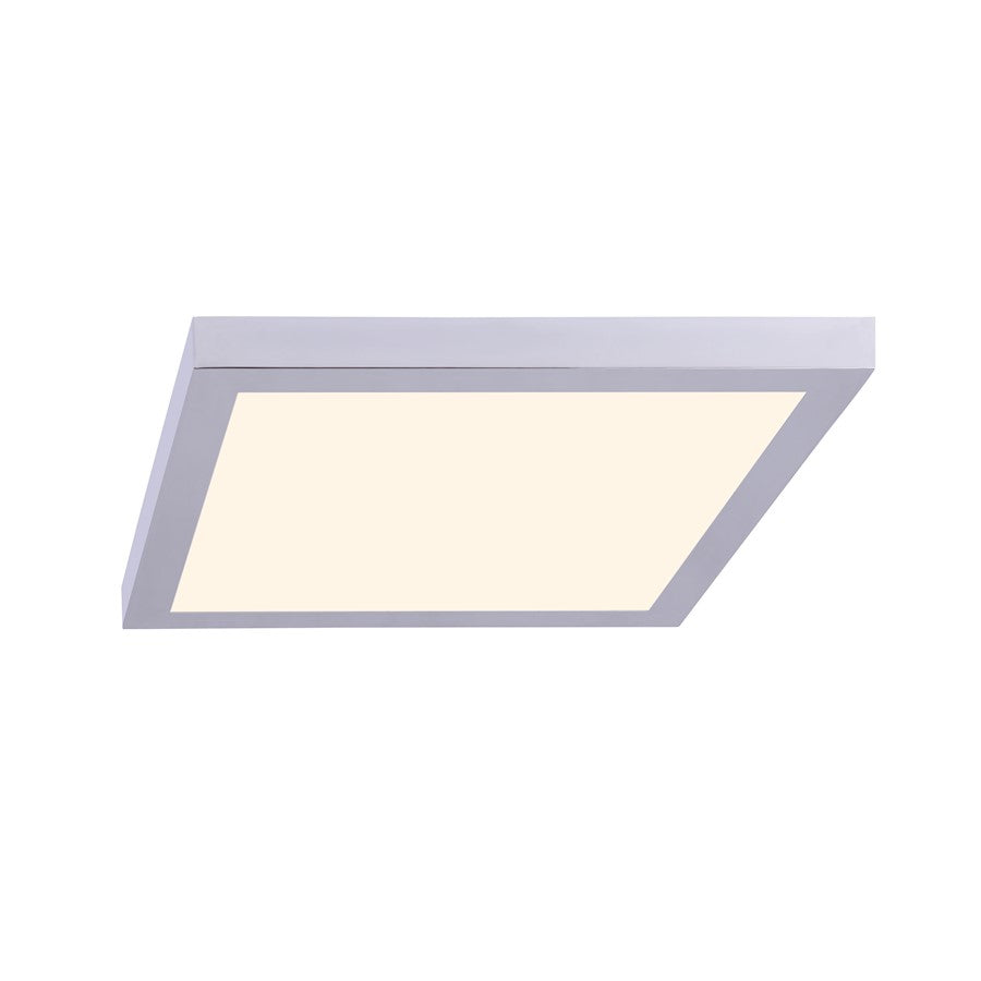 Canarm LED Disc 15in Square Flush Mount | Chrome | Hallway & Bathroom Ceiling Light | 15 x 15 x 1 in | Model DL-15C-30SC-CH-C