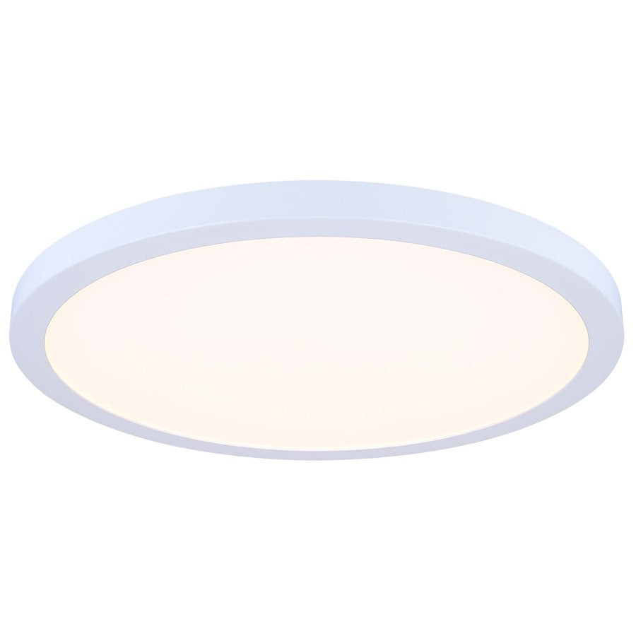 Canarm Madison 18in 1-Light LED Flush Mount | White Aluminum and Iron with PS Lens | Living Room & Bedroom | 18 x 18 x 1 in | Model DL-18B-40FC-WH-C