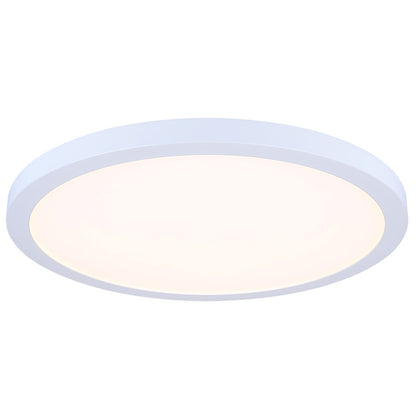 Canarm Madison 18in 1-Light LED Flush Mount | White Aluminum and Iron with PS Lens | Living Room & Bedroom | 18 x 18 x 1 in | Model DL-18B-40FC-WH-C