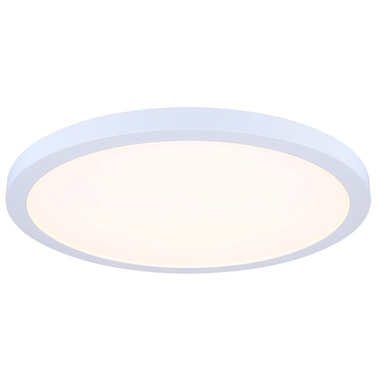 Canarm Madison 18in 1-Light LED Flush Mount | White Aluminum and Iron with PS Lens | Living Room & Bedroom | 18 x 18 x 1 in | Model DL-18B-40FC-WH-C