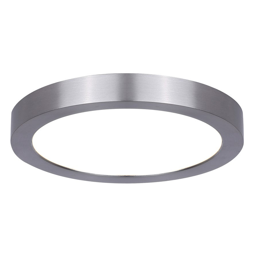 Canarm Madison 7in 1-Light LED Flush Mount | Brushed Nickel | Bedroom & Hallway Ceiling Light | 1200 Lumens, 5CCT, Dimmable | Model DL-7F-15S-BN-C