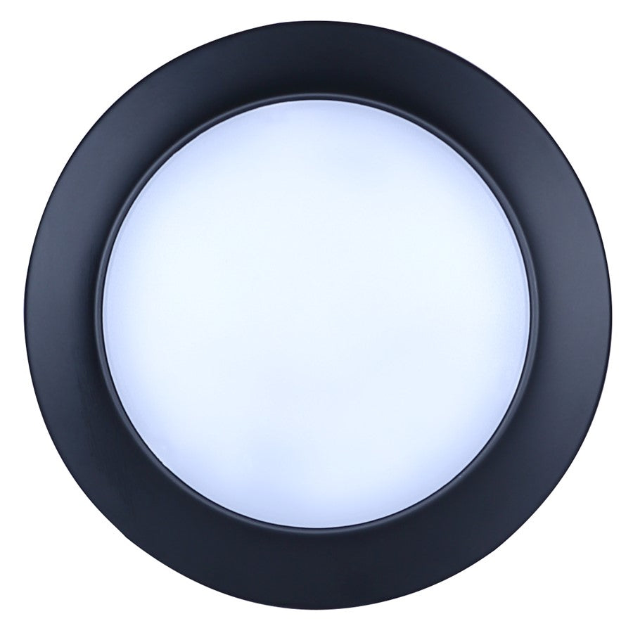 Canarm Madison 7.28in 1-Light LED Flush Mount | Matte Black and White Acrylic | Bathroom & Kitchen Ceiling Light | Model DL6151BK