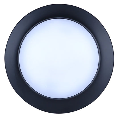 Canarm Madison 7.28in 1-Light LED Flush Mount | Matte Black and White Acrylic | Bathroom & Kitchen Ceiling Light | Model DL6151BK
