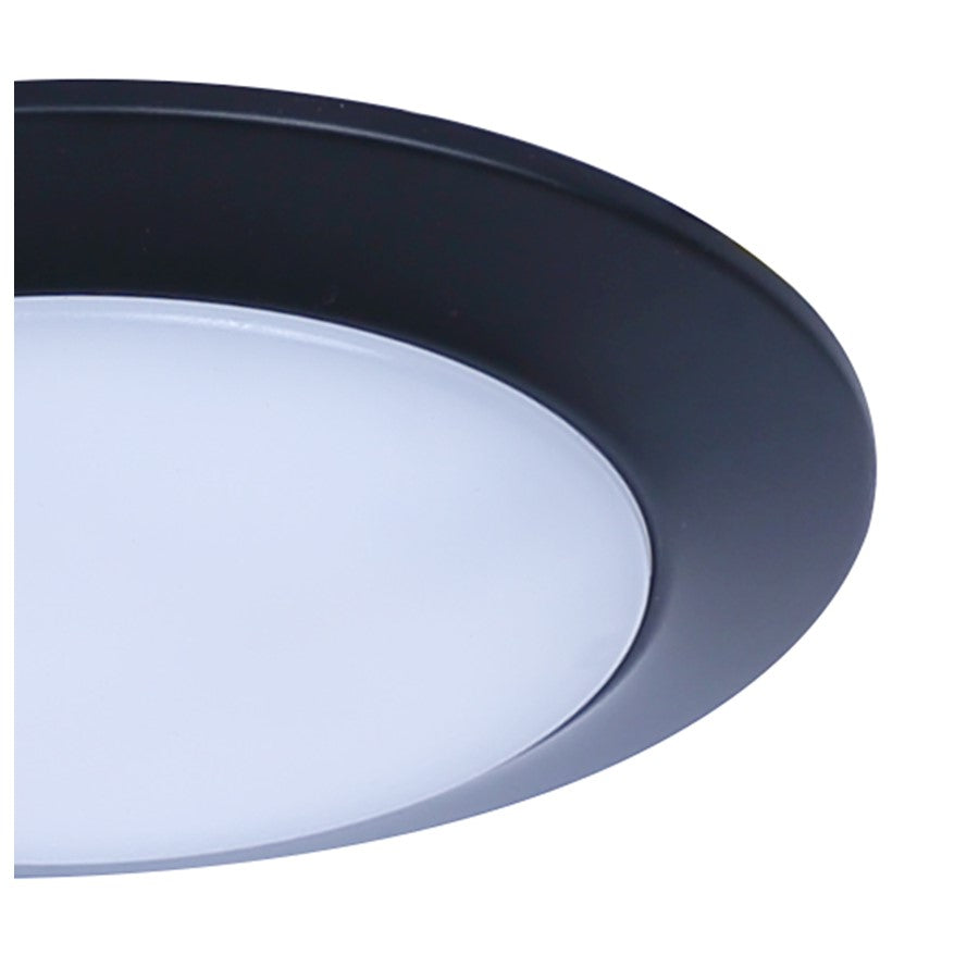 Canarm Madison 7.28in 1-Light LED Flush Mount | Matte Black and White Acrylic | Bathroom & Kitchen Ceiling Light | Model DL6151BK