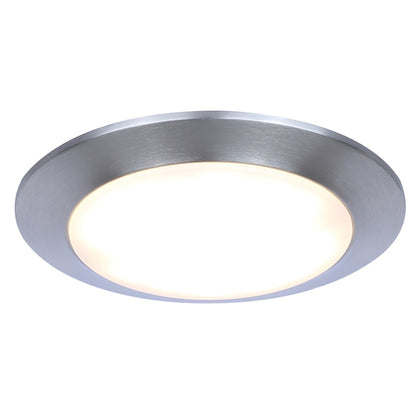 Canarm Madison 7.28in 1-Light LED Flush Mount | Brushed Nickel and White Acrylic | Bathroom & Kitchen Ceiling Light | Model DL6151BN