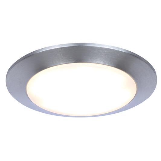 Canarm Madison 7.28in 1-Light LED Flush Mount | Brushed Nickel and White Acrylic | Bathroom & Kitchen Ceiling Light | Model DL6151BN