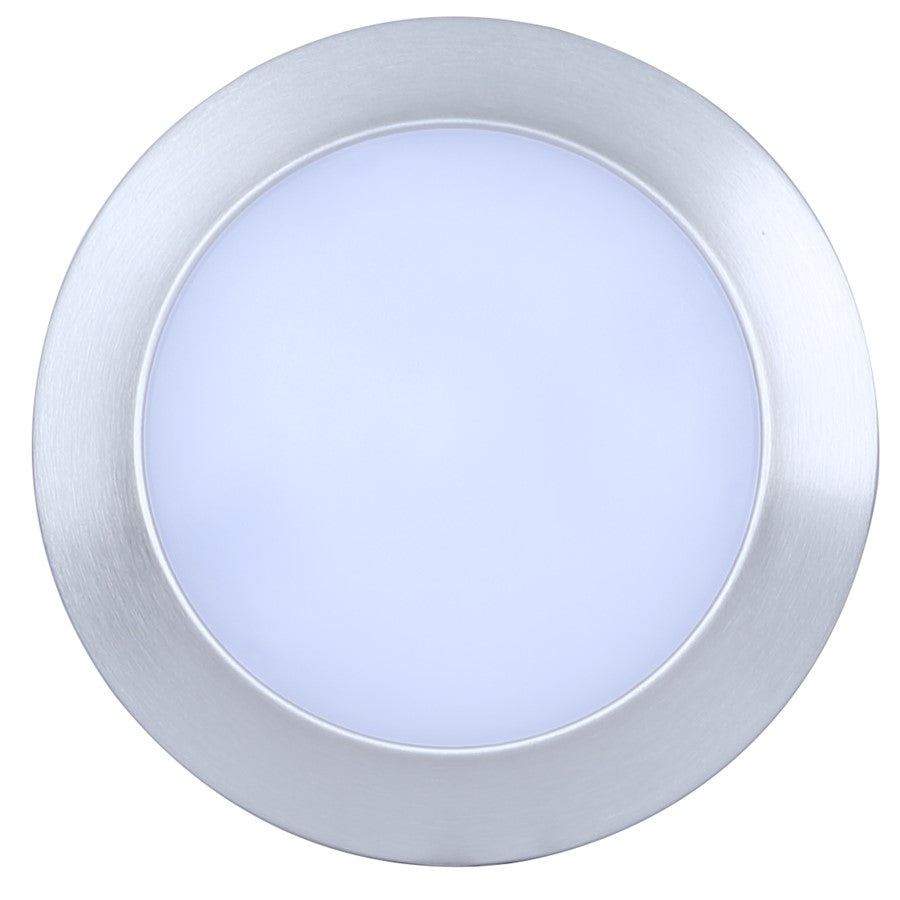 Canarm Madison 7.28in 1-Light LED Flush Mount | Brushed Nickel and White Acrylic | Bathroom & Kitchen Ceiling Light | Model DL6151BN