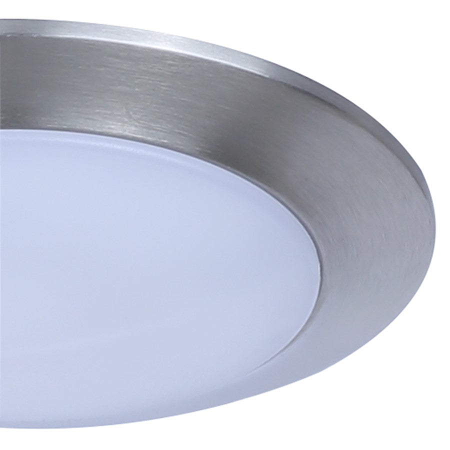Canarm Madison 7.28in 1-Light LED Flush Mount | Brushed Nickel and White Acrylic | Bathroom & Kitchen Ceiling Light | Model DL6151BN