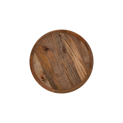 Canarm Shylah 17.5in Round Side Table | Black Iron Frame & Natural Wood Top | Living Room & Bedroom | 17.5 x 17.5 x 22.25 in | Model HSD-10685-A