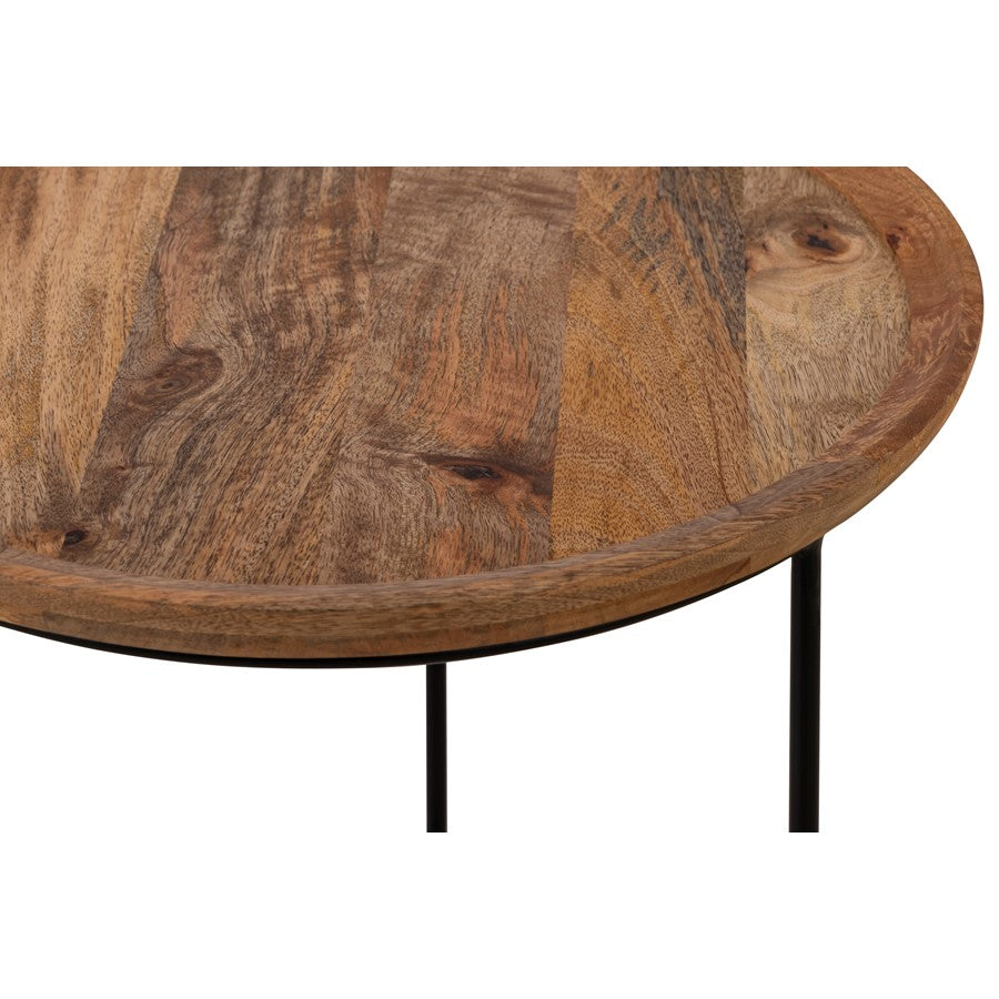 Canarm Shylah 17.5in Round Side Table | Black Iron Frame & Natural Wood Top | Living Room & Bedroom | 17.5 x 17.5 x 22.25 in | Model HSD-10685-A