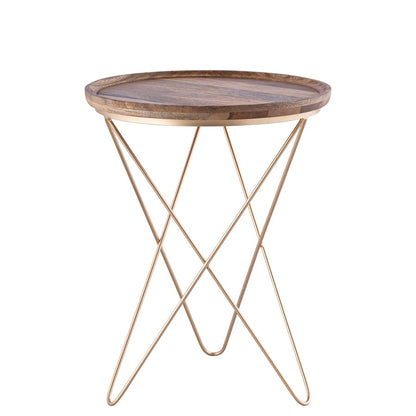 Canarm Reva 17in Square Side Table | Black Iron Frame and Natural Wood Top | Living Room & Bedroom Accent | 17 x 17 x 22 in | Model HSD-5617-KD