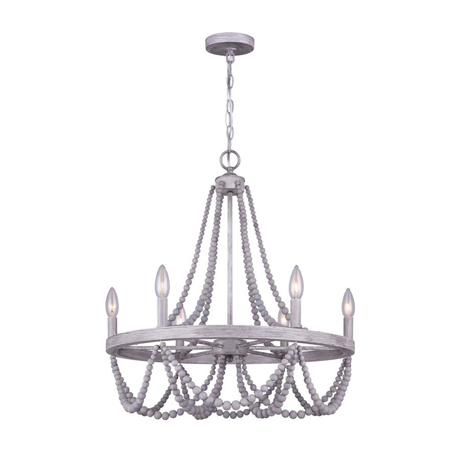 Canarm Kipling 23in 6-Light Chandelier | Gray Metal | Dining Room & Living Room | 23 x 23 x 26 in | Model ICH1001A06BGY23