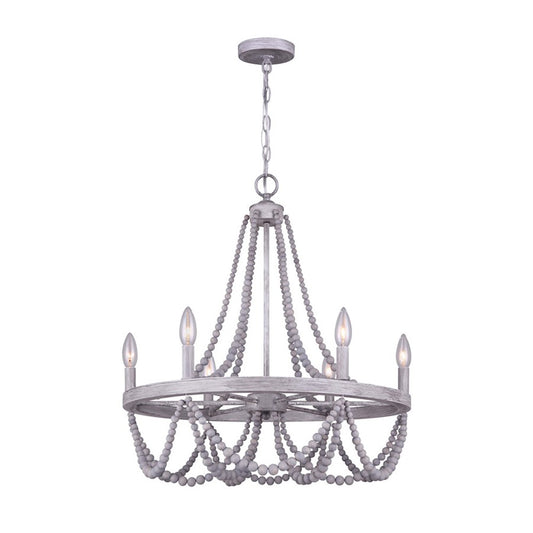 Canarm Kipling 23in 6-Light Chandelier | Gray Metal | Dining Room & Living Room | 23 x 23 x 26 in | Model ICH1001A06BGY23