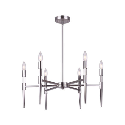 Canarm Florence 24in 6-Light Chandelier | Brushed Nickel Metal | Dining Room & Living Room | 24 x 24 x 22 in | Model ICH1009A06BN24