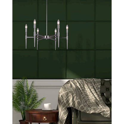 Canarm Florence 24in 6-Light Chandelier | Brushed Nickel Metal | Dining Room & Living Room | 24 x 24 x 22 in | Model ICH1009A06BN24