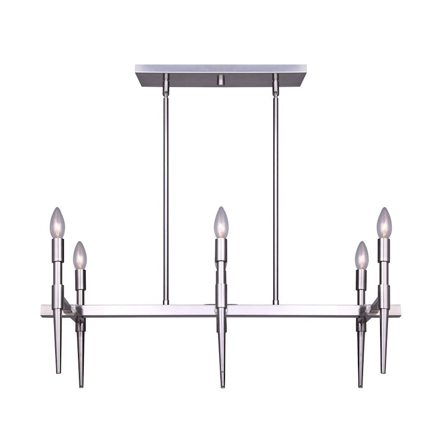 Canarm Florence 32in 6-Light Chandelier | Brushed Nickel | Dining Room & Living Room | 31.5 x 21.5 x 11.75 in | Model ICH1009A06BN32