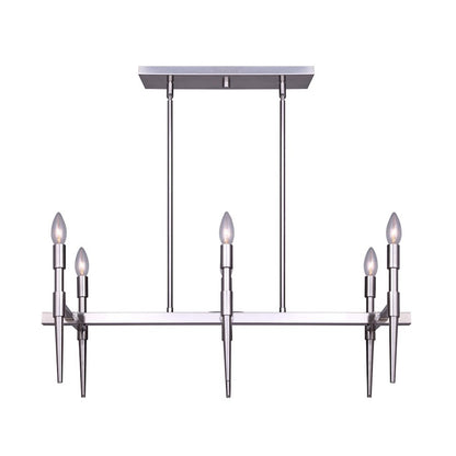 Canarm Florence 32in 6-Light Chandelier | Brushed Nickel | Dining Room & Living Room | 31.5 x 21.5 x 11.75 in | Model ICH1009A06BN32