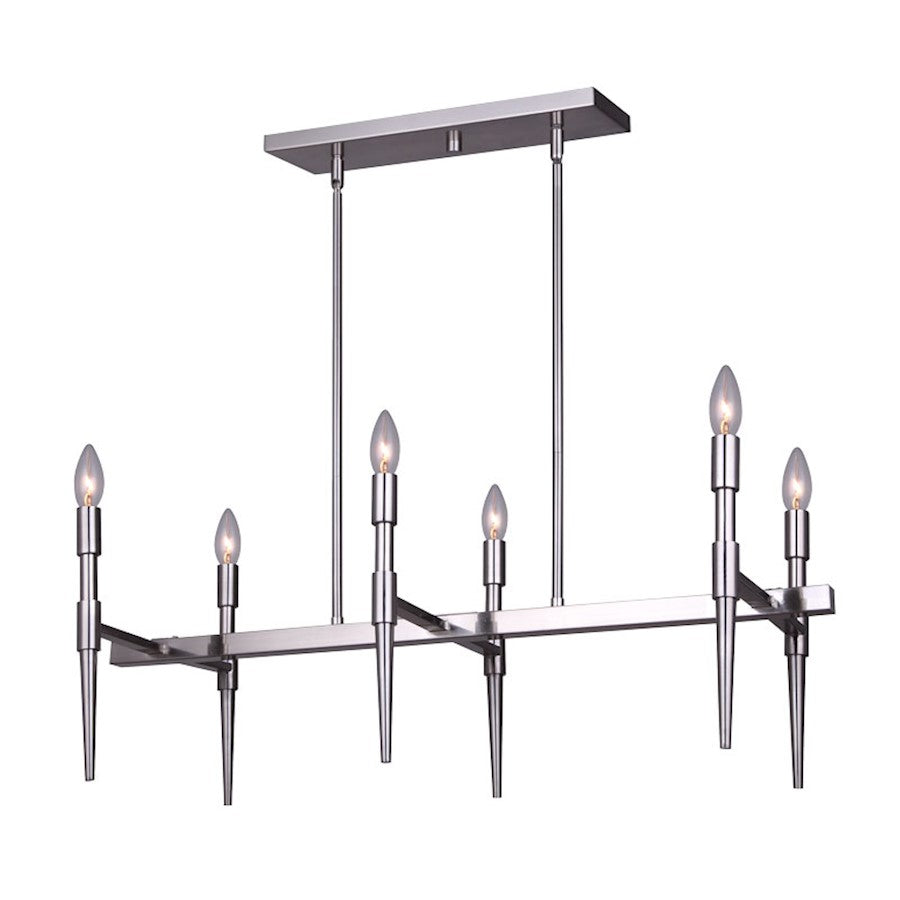 Canarm Florence 32in 6-Light Chandelier | Brushed Nickel | Dining Room & Living Room | 31.5 x 21.5 x 11.75 in | Model ICH1009A06BN32