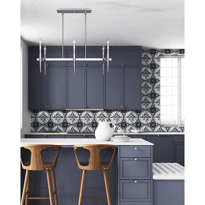 Canarm Florence 32in 6-Light Chandelier | Brushed Nickel | Dining Room & Living Room | 31.5 x 21.5 x 11.75 in | Model ICH1009A06BN32