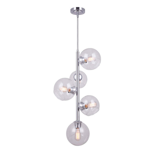 Canarm Cambry 15in 5-Light Chandelier | Modern Chrome Metal | Dining Room & Living Room | 15 x 15 x 32 in | Model ICH1021A05CH18