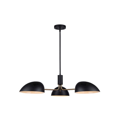 Canarm Hinton 36in 3-Light Chandelier | Retro Matte Black and Gold | Dining Room & Living Room | 36 x 12 in | Model ICH1054A03BKG