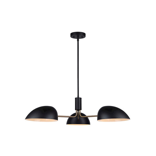 Canarm Hinton 36in 3-Light Chandelier | Retro Matte Black and Gold | Dining Room & Living Room | 36 x 12 in | Model ICH1054A03BKG