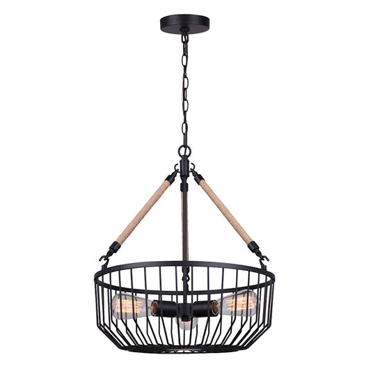 Canarm Theo 18in 3-Light Chandelier | Industrial Farmhouse Matte Black | Dining Room & Kitchen Island | 18 x 22 in | Model ICH1061A03BK18