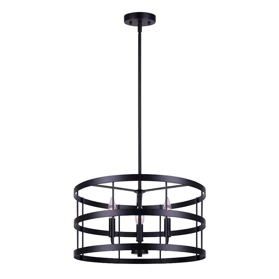 Canarm Ade 18in 3-Light Chandelier | Industrial Matte Black with Gold & Nickel Sleeves | Kitchen Island & Dining Room | Model ICH1062A03BGB18