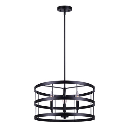 Canarm Ade 18in 3-Light Chandelier | Industrial Matte Black with Gold & Nickel Sleeves | Kitchen Island & Dining Room | Model ICH1062A03BGB18