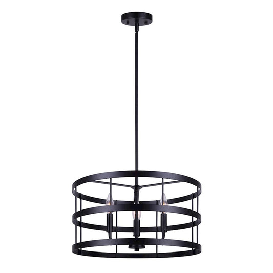 Canarm Ade 18in 3-Light Chandelier | Industrial Matte Black with Gold & Nickel Sleeves | Kitchen Island & Dining Room | Model ICH1062A03BGB18