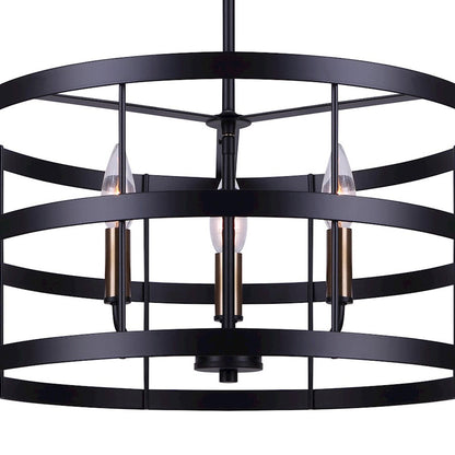Canarm Ade 18in 3-Light Chandelier | Industrial Matte Black with Gold & Nickel Sleeves | Kitchen Island & Dining Room | Model ICH1062A03BGB18