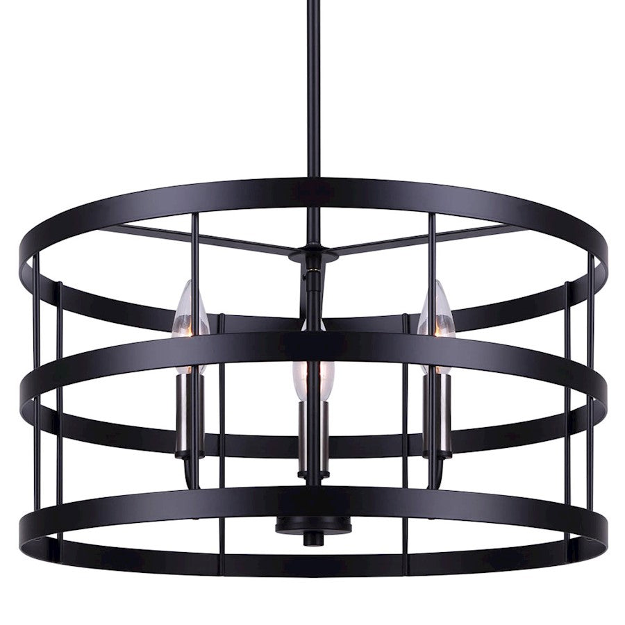 Canarm Ade 18in 3-Light Chandelier | Industrial Matte Black with Gold & Nickel Sleeves | Kitchen Island & Dining Room | Model ICH1062A03BGB18