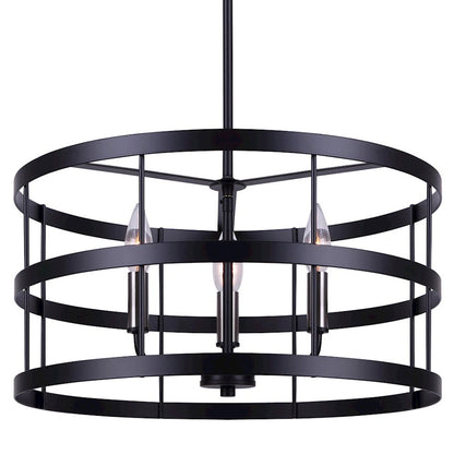 Canarm Ade 18in 3-Light Chandelier | Industrial Matte Black with Gold & Nickel Sleeves | Kitchen Island & Dining Room | Model ICH1062A03BGB18