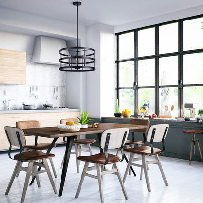 Canarm Ade 18in 3-Light Chandelier | Industrial Matte Black with Gold & Nickel Sleeves | Kitchen Island & Dining Room | Model ICH1062A03BGB18