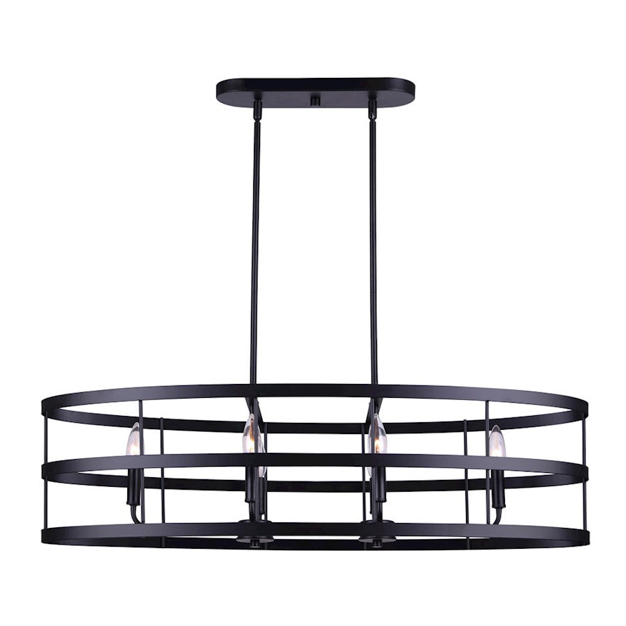 Canarm Ade 36in 6-Light Chandelier | Industrial Matte Black with Gold & Nickel Sleeves | Kitchen Island & Dining Room | Model ICH1062A06BGB36