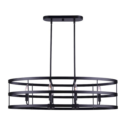 Canarm Ade 36in 6-Light Chandelier | Industrial Matte Black with Gold & Nickel Sleeves | Kitchen Island & Dining Room | Model ICH1062A06BGB36