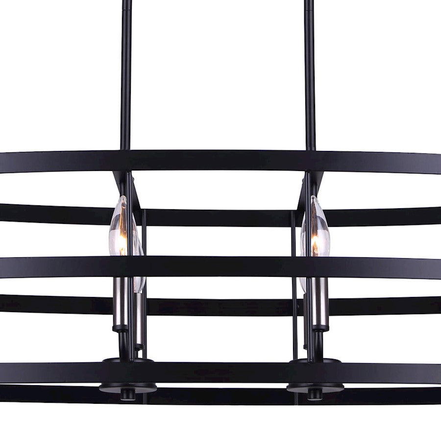 Canarm Ade 36in 6-Light Chandelier | Industrial Matte Black with Gold & Nickel Sleeves | Kitchen Island & Dining Room | Model ICH1062A06BGB36