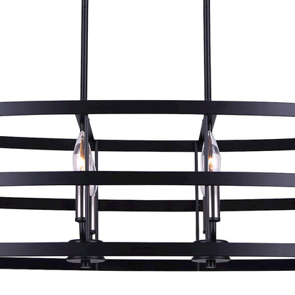 Canarm Ade 36in 6-Light Chandelier | Industrial Matte Black with Gold & Nickel Sleeves | Kitchen Island & Dining Room | Model ICH1062A06BGB36