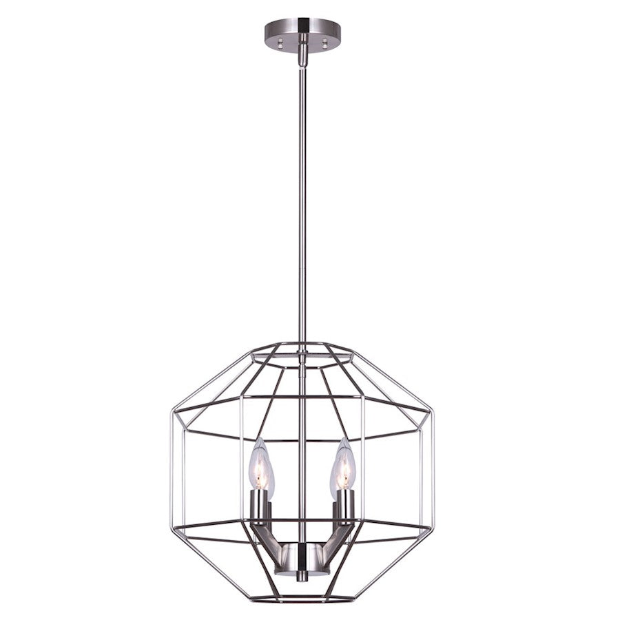 Canarm Alix 16in 4-Light Chandelier | Modern Brushed Nickel Open Frame | Dining Room & Living Room | 16 x 16 x 23 in | Model ICH1064A04BN16