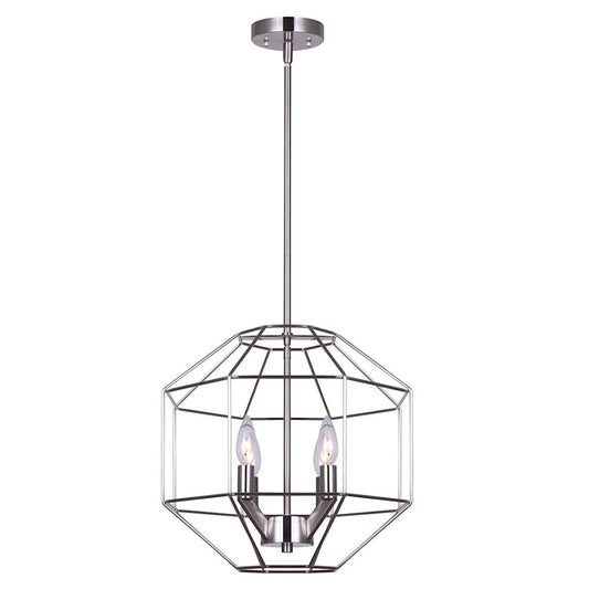 Canarm Alix 16in 4-Light Chandelier | Modern Brushed Nickel Open Frame | Dining Room & Living Room | 16 x 16 x 23 in | Model ICH1064A04BN16