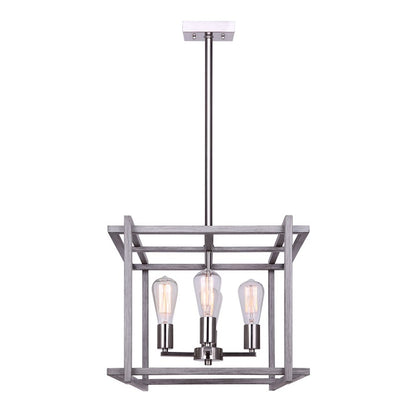 Canarm Carli 17in 4-Light Chandelier | Modern Brushed Nickel and Brushed Dark Grey Wood | Kitchen & Dining Room | Model ICH1066A04BNB17