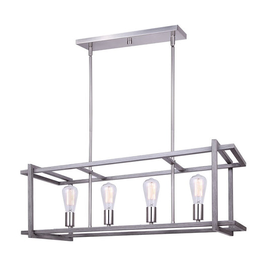 Canarm Carli 33in 4-Light Chandelier | Modern Brushed Nickel and Brushed Dark Grey Wood | Kitchen & Dining Room | Model ICH1066A04BNB33